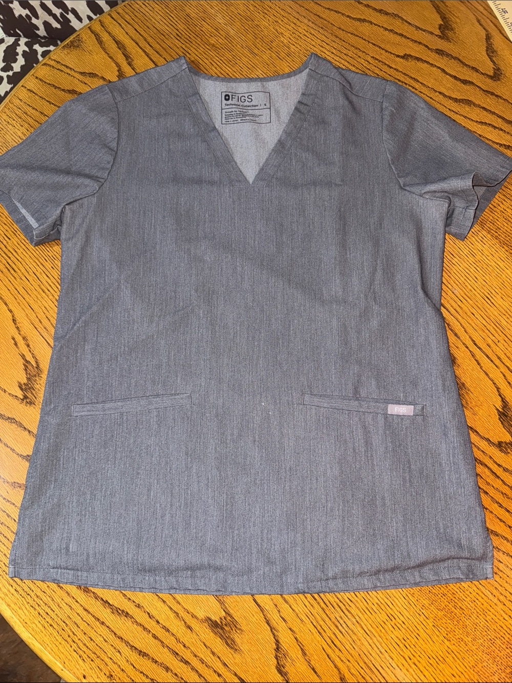 Figs Heathered Charcoal V-Neck Scrub Top